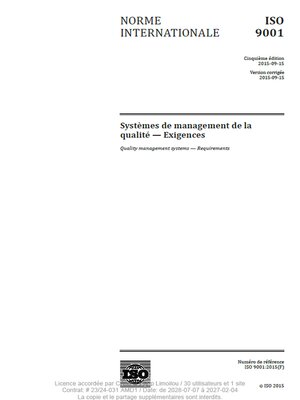 cover image of Norme internationale ISO 9001